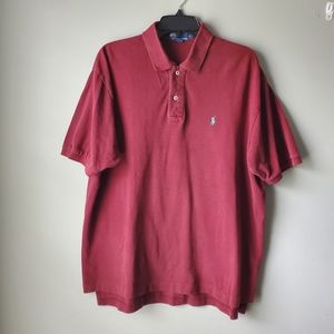 VTG Polo Ralph Lauren Mens Sz XL Thick Cotton Polo Shirt Burgundy Red